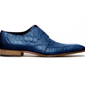 Discount Mauri Bartolomco 53141-1 Alligator Derby Shoes (SPECIAL ORDER) Blue