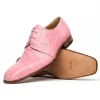 Fashion Mauri Bartolomco 53141-1 Alligator Derby Shoes (SPECIAL ORDER) Pink