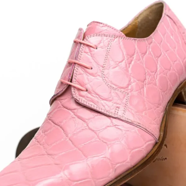 Fashion Mauri Bartolomco 53141-1 Alligator Derby Shoes (SPECIAL ORDER) Pink