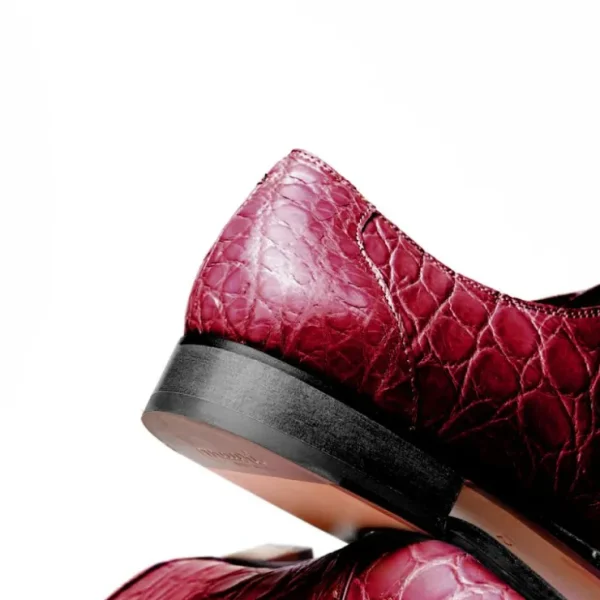 mauri_bartolomco__alligat_3-4.webp Fashion Mauri Bartolomco 53141-1 Alligator Derby Shoes Ruby Red (Special Order) RubyRed