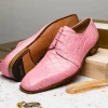 Fashion Mauri Bartolomco 53141-1 Alligator Derby Shoes (SPECIAL ORDER) Pink