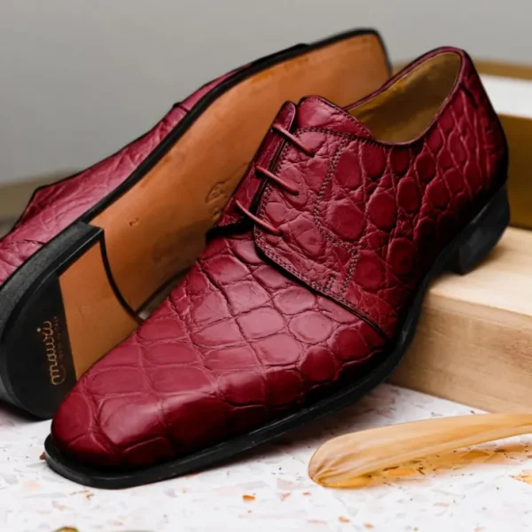 mauri_bartolomco__alligat_5-2.webp Fashion Mauri Bartolomco 53141-1 Alligator Derby Shoes Ruby Red (Special Order) RubyRed
