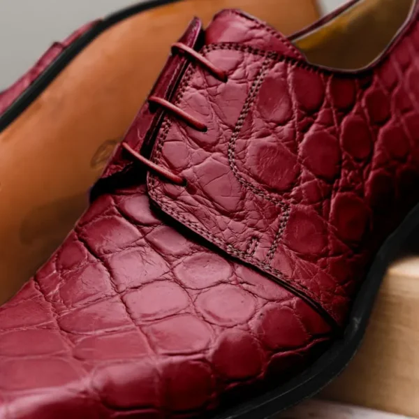 mauri_bartolomco__alligat_6-2.webp Fashion Mauri Bartolomco 53141-1 Alligator Derby Shoes Ruby Red (Special Order) RubyRed