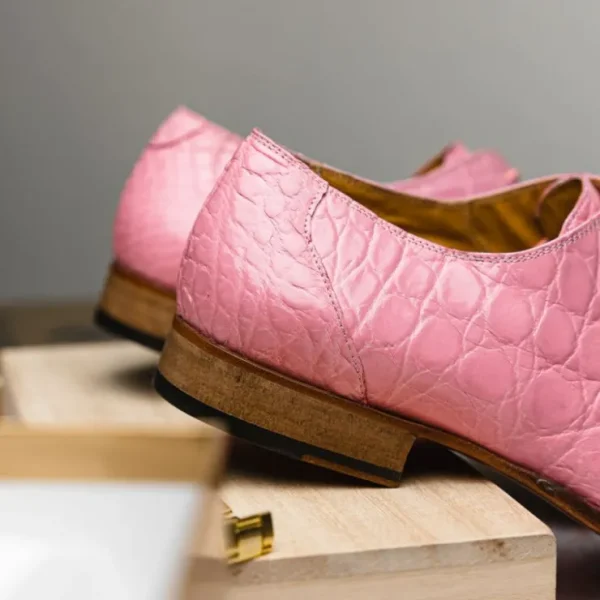 Fashion Mauri Bartolomco 53141-1 Alligator Derby Shoes (SPECIAL ORDER) Pink