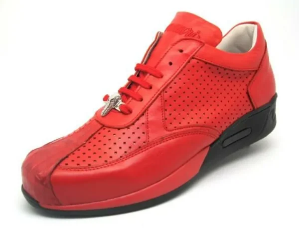 Clearance Mauri Cherry M770 Nappa & Crocodile Sneakers (Special Order) Red