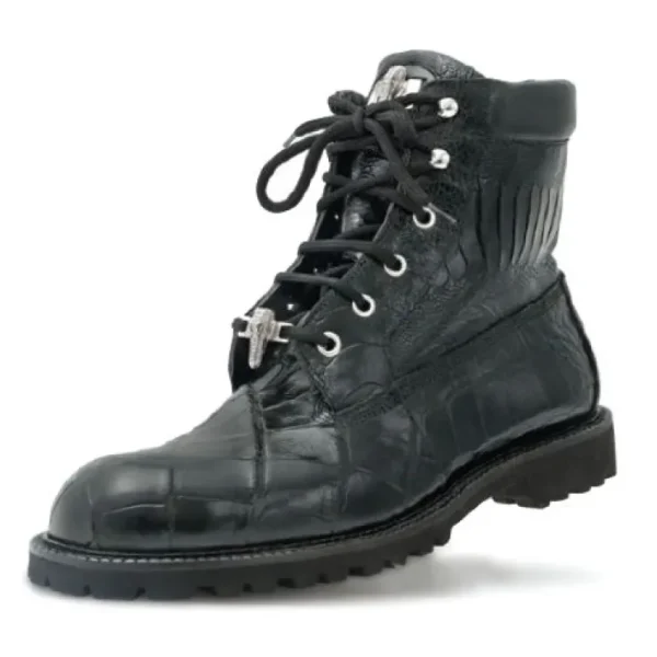 Fashion Mauri Commando 4637 Alligator & Ostrich Boots (Special Order) Black