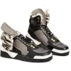 Clearance Mauri Corso M758 Crocodile & Nappa High Top Sneakers Black/Gray (Special Order) Gray/Black