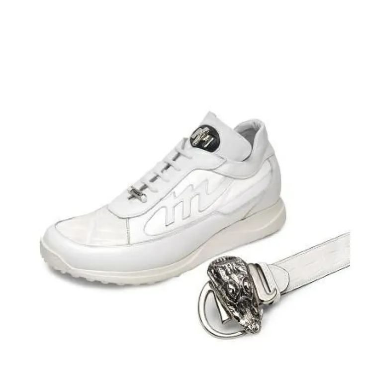 Best Sale Mauri Eclisse 8555 Patent Leather / Crocodile / Nappa Sneakers (Special Order) White