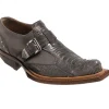 Discount Mauri Faraone 44237 Suede & Ostrich Leg Monk Strap Shoes (Special Order) Gray