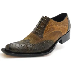 Cheap Mauri Foggia 44213 Alligator & Ostrich Wingtip Oxfords Green / Olive (Special Order) Olive/Green