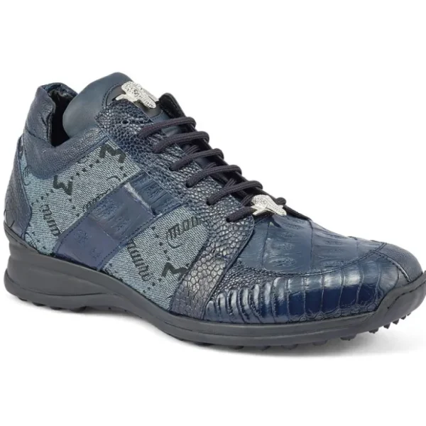 Outlet Mauri Graffiti 8425 Ostrich Leg / Baby Croc / Fabric & Nappa Sneakers W Blue WBlue