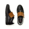 Outlet Mauri Irania 8561 Calfskin &amp; Hornback Crocodile Sneakers Black / Cognac (Special Order) Black/Cognac