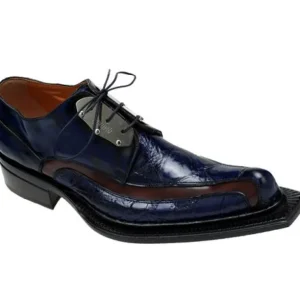 Online Mauri Leone 44191 Calf &amp; Alligator Shoes (Special Order) Blue/Cognac