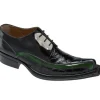 Outlet Mauri Leone 44191 Calf &amp; Alligator Shoes (Special Order) Black/Green