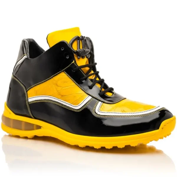 Online Mauri M797 Baby Croc / Patent Leather Sneakers Black & Yellow (Special Order) Black&Yellow