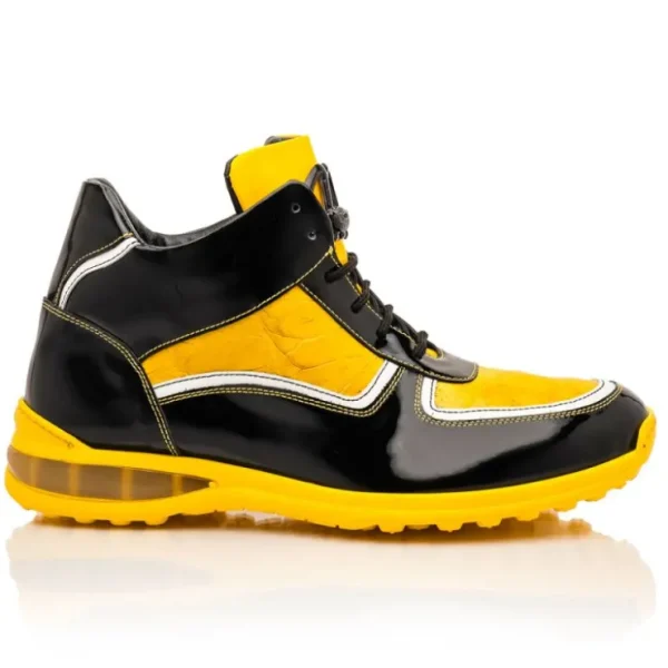 Online Mauri M797 Baby Croc / Patent Leather Sneakers Black & Yellow (Special Order) Black&Yellow