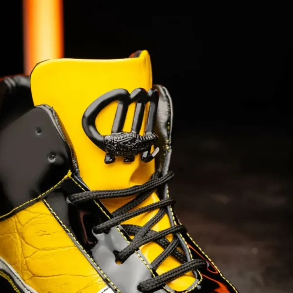 Online Mauri M797 Baby Croc / Patent Leather Sneakers Black & Yellow (Special Order) Black&Yellow