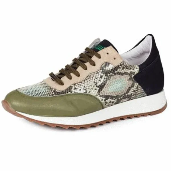 Hot Mauri M728 Calf & Python Print & Suede Sneakers (Special Order) Green