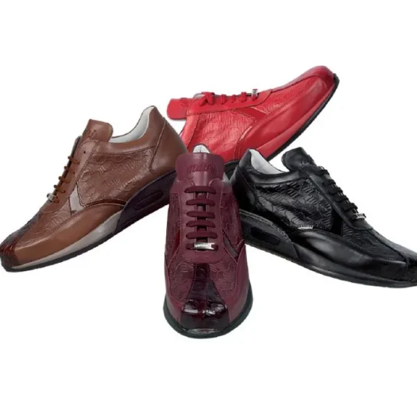 Discount Mauri M770 Cherry Nappa & Baby Crocodile Sneakers (Special Order) Black