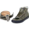 Best Sale Mauri M766 Enrico Fabric & Crocodile High Top Sneakers (Special Order) Olive