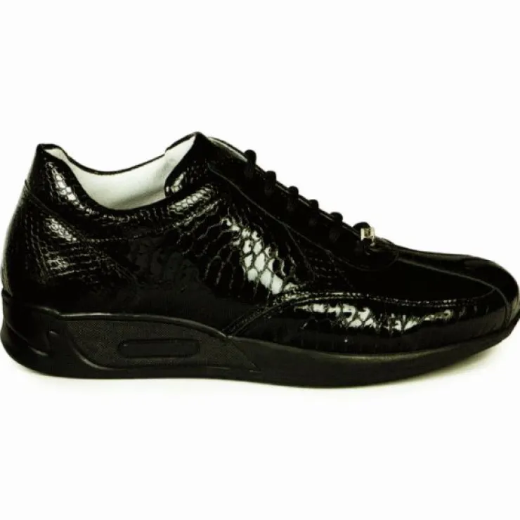 Discount Mauri M788 Patent Python Print Sneakers (Special Order) Black