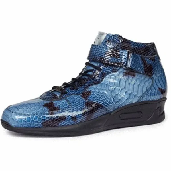 mauri_m_patent_python_pri_1-3.webp Best Sale Mauri M764 Patent Python Print High Top Sneakers (Special Order) Blue