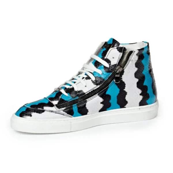 Clearance Mauri M726 Toga Python Embossed Sneakers Blue / Black / White (Special Order) Blue/White/Black