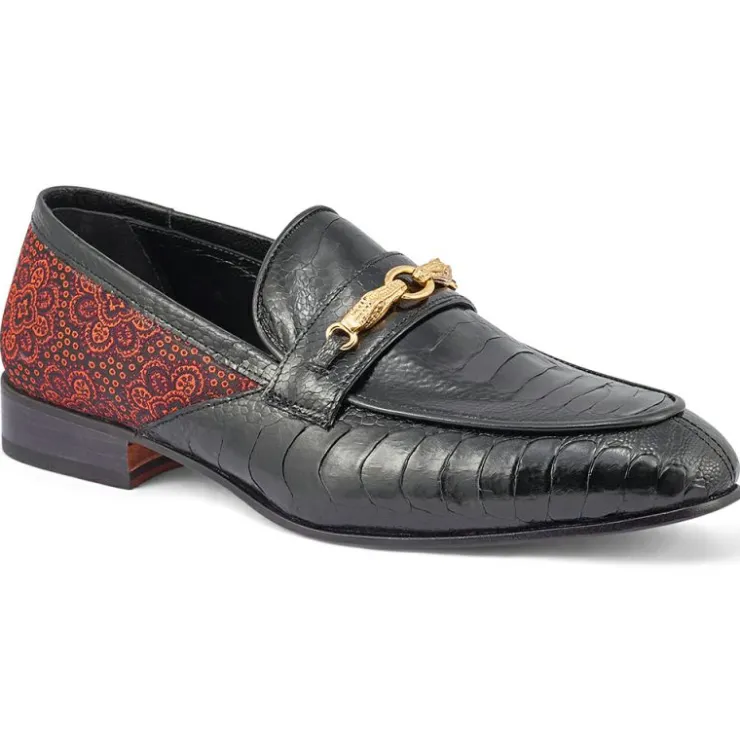 Flash Sale Mauri Monet 4946 Ostrich Leg and Matahari Fabric loafers Black / Coral