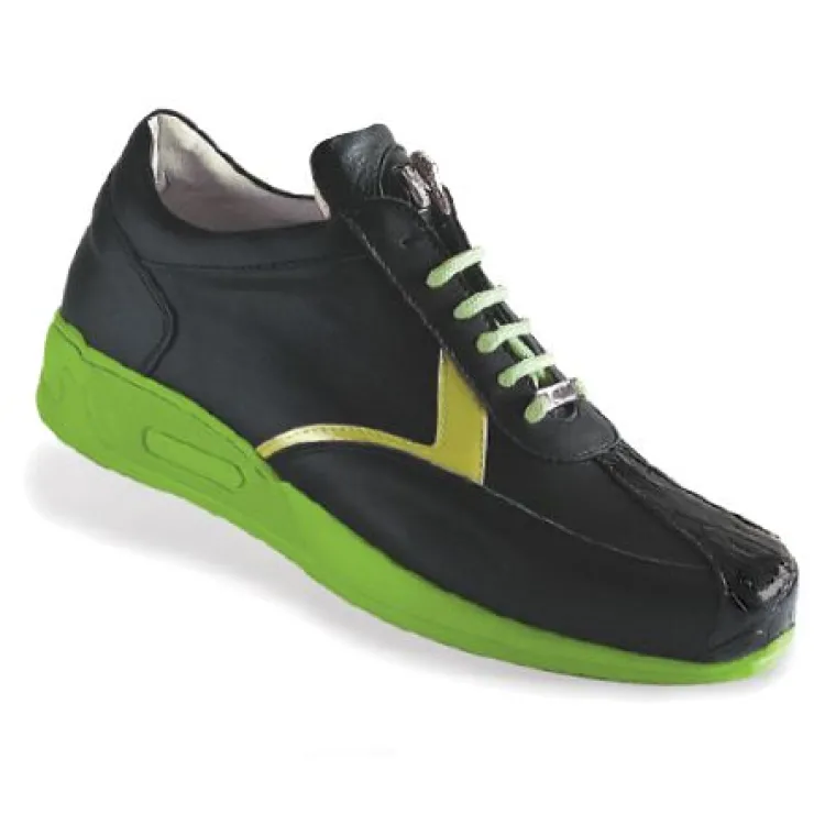 Best Mauri Piazza M704 Nappa & Crocodile Sneakers (Special Order) Black/Green