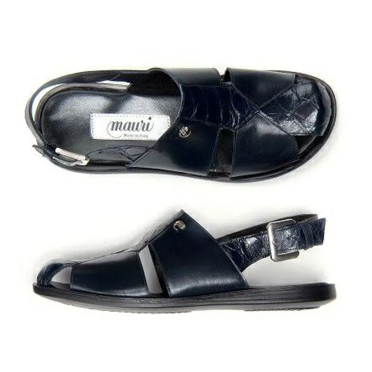 Outlet Mauri Renzo 1787 Alligator & Calfskin Sandals (Special Order) Blue