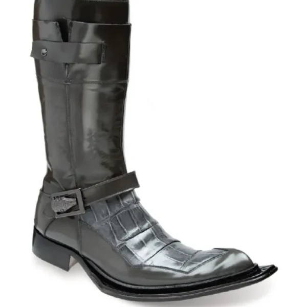 mauri_sestrieri__calfskin_0.webp Shop Mauri Sestrieri 44240 Calfskin and Crocodile Boots (Special Order) Gray