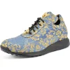 Clearance Mauri Solid Gold 8900/2 Gobelins Fabric & Croc Sneakers New Blue NewBlue