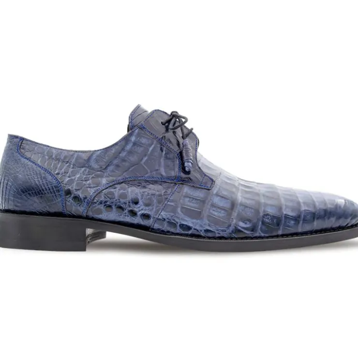 Shop Mezlan Anderson Crocodile Derby Shoes (13584-F) Blue