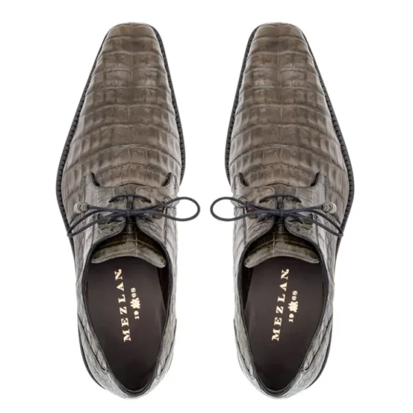 Store Mezlan Anderson Crocodile Derby Shoes (13584-F) Gray