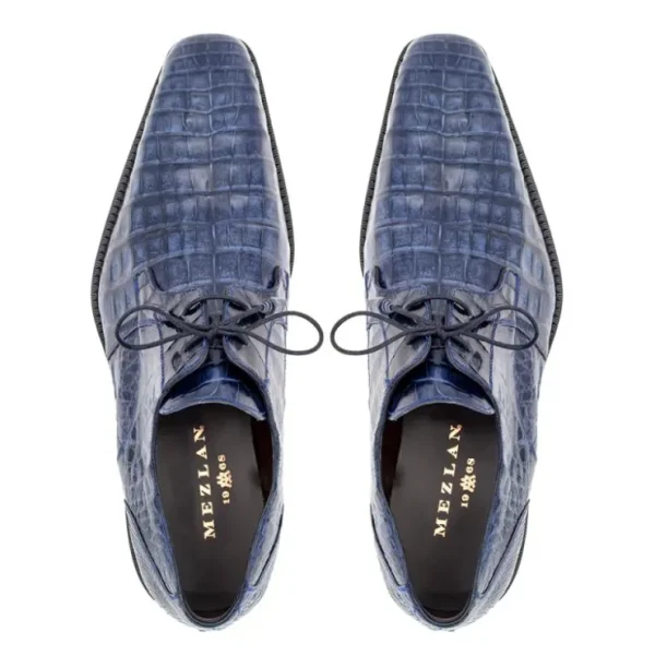 Shop Mezlan Anderson Crocodile Derby Shoes (13584-F) Blue