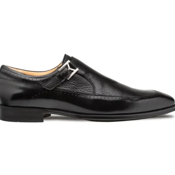 Hot Mezlan Bernardo Deer/Shine Monk Strap (20969) Black