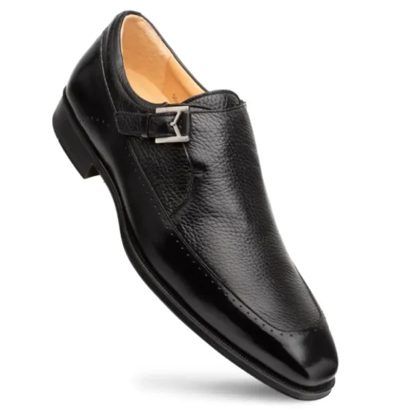 Hot Mezlan Bernardo Deer/Shine Monk Strap (20969) Black