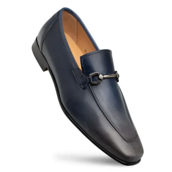 Fashion Mezlan Brunello Two-Tone Bit Loafer Pearl Grey / Navy (21100)