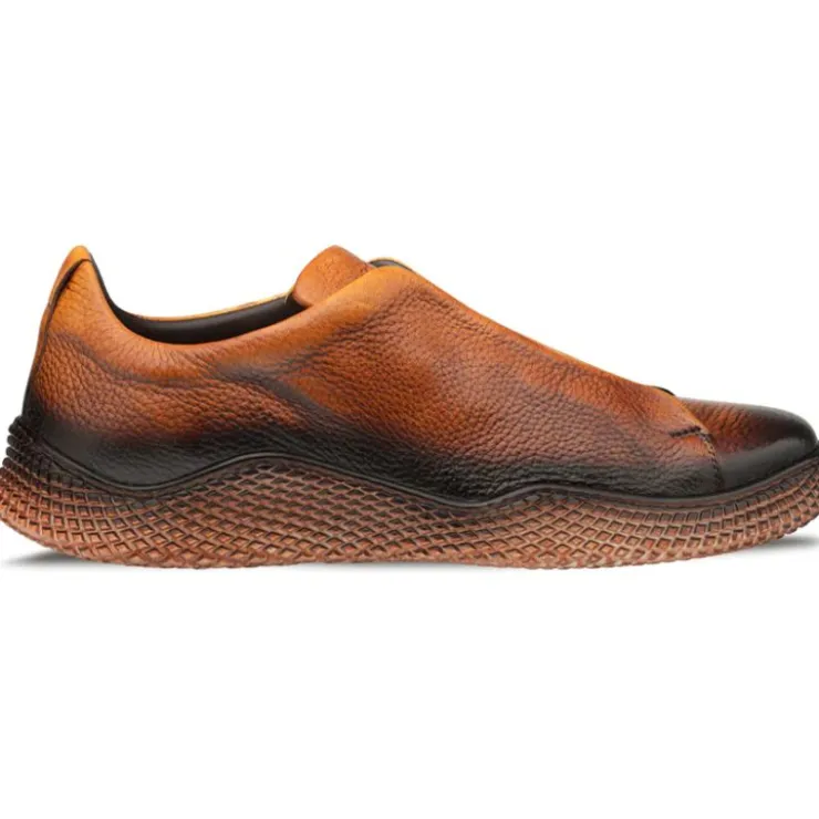 Best Sale Mezlan Calcio Deer Slip On Sneaker Cognac