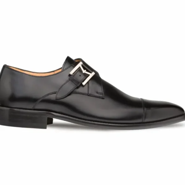 Clearance Mezlan Calfskin Cap Toe Monkstrap Shoes (E20244) Black