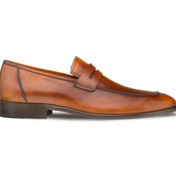 Cheap Mezlan Calfskin Penny Loafers (E20243) Cognac