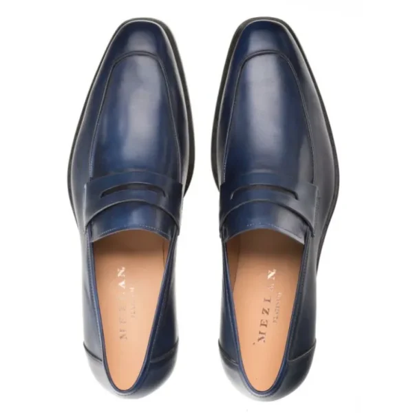 mezlan_calfskin_penny_loa_4-2.webp Clearance Mezlan Calfskin Penny Loafers (E20243) Navy