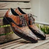 Cheap Mezlan Dade Crocodile Wingtip Spectator Shoes Brown / Camel (EXCLUSIVE)