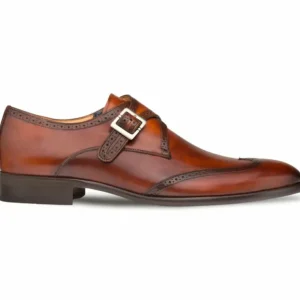 Best Sale Mezlan Forest Wingtip Monkstrap Shoes (9268) Cognac