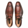 Best Sale Mezlan Forest Wingtip Monkstrap Shoes (9268) Cognac