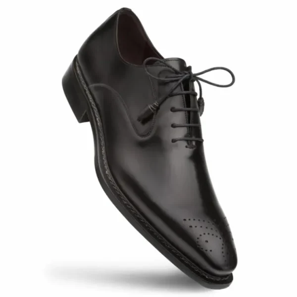 Online Mezlan Gavino Calfskin Medallion Toe Blucher (9641) Black