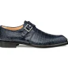 Sale Mezlan Gigolo Crocodile Monk Strap (50056-F) Blue