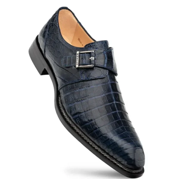 Sale Mezlan Gigolo Crocodile Monk Strap (50056-F) Blue