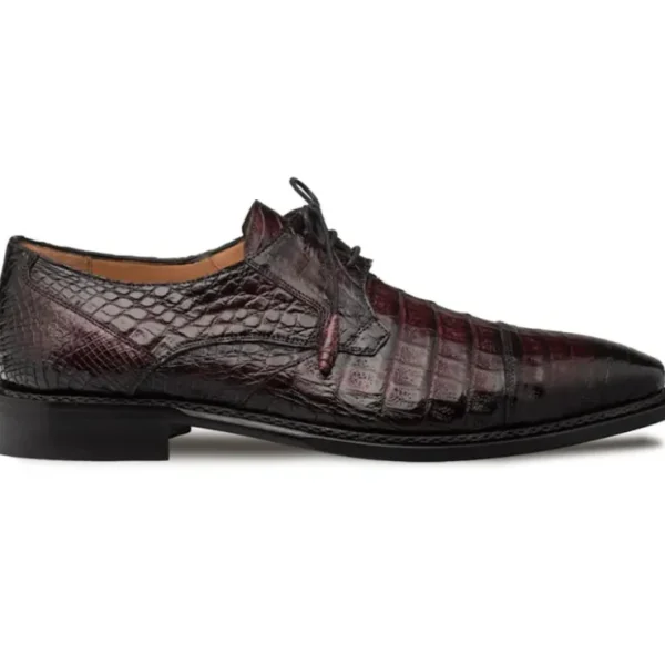 Best Sale Mezlan Giovane Fuscus Crocodile Cap Toe Derby (50032-F) Burgundy