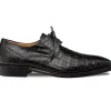 Discount Mezlan Giovane Fuscus Crocodile Cap Toe Derby (50032-F) Black